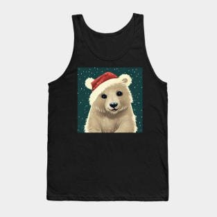 Cute Baby Polar Bear in Santa Hat Tank Top